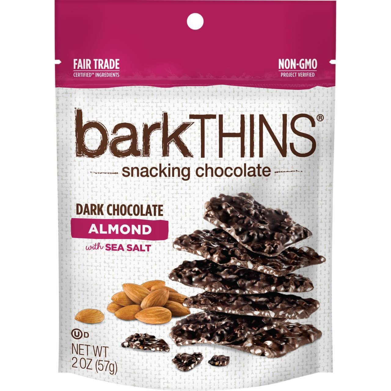 slide 1 of 1, barkTHINS Snacking Dark Chocolate Almond with Sea Salt, 2 oz