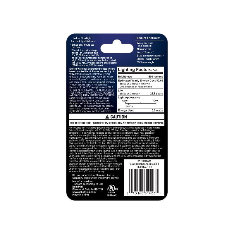 slide 3 of 3, GE Household Lighting GE 50W Bright White MR16 Light Bulb GU10 Base, 1 ct