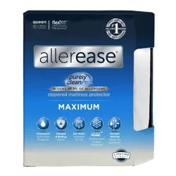 Allerease Queen Maximum Waterproof Allergy and Bedbug Protection Zippered Mattress Protector: White, 17" Depth, Moisture-Wicking