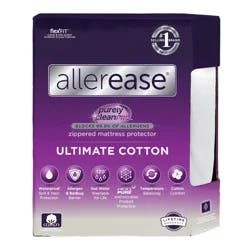 Allerease Queen Ultimate Cotton Waterproof Allergen and Bedbug Barrier Zippered Mattress Protector: Hypoallergenic Encasement