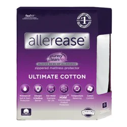 Allerease King Ultimate Cotton Waterproof Allergen and Bedbug Barrier Zippered Mattress Protector: Hypoallergenic, Fits 17" Depth