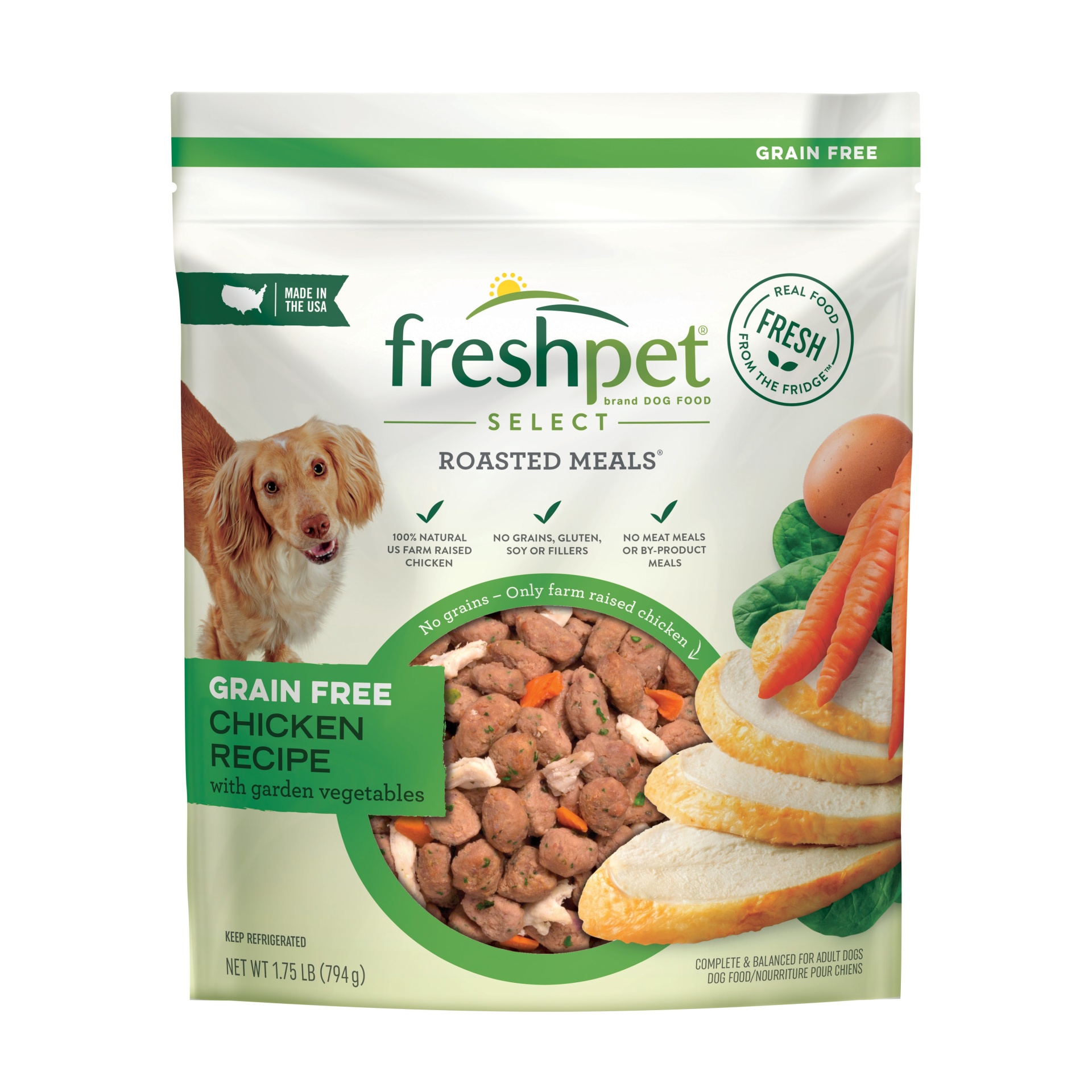 slide 1 of 2, Freshpet Select Roasted Meals Grain Free Chicken Recipe Refrigerated Wet Dog Food - 1.75lbs, 1.75 lb