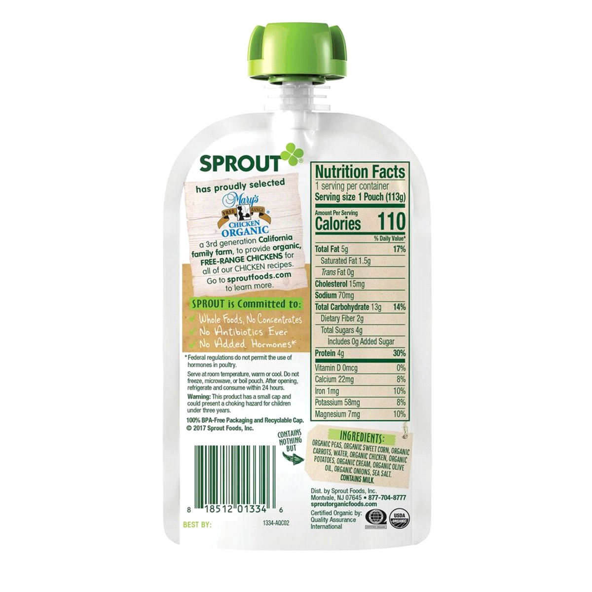 slide 2 of 2, Sprout Organic Creamy Vegetables With Chicken Stage 3 Baby Food, 4 oz