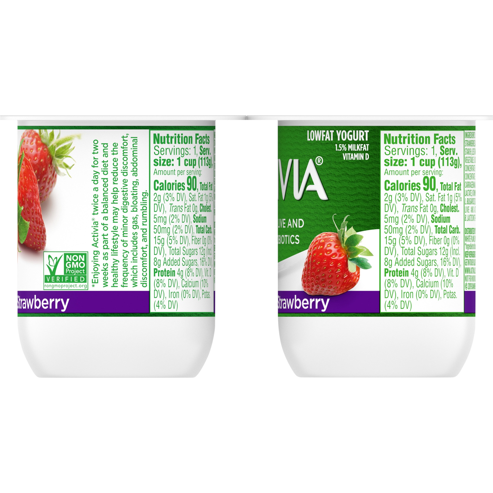 slide 4 of 5, Dannon Activia Lactose-free Blended Strawberry Probiotic Yogurt, 4 ct; 4 oz