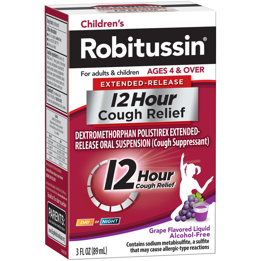 slide 2 of 7, Robitussin Children's Grape Flavor 12 Hour Extended-release Cough Relief, 3 fl oz