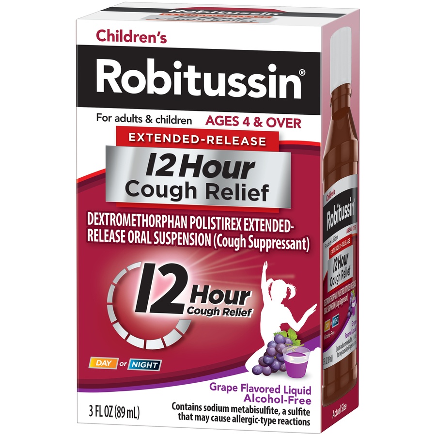 slide 3 of 7, Robitussin Children's Grape Flavor 12 Hour Extended-release Cough Relief, 3 fl oz