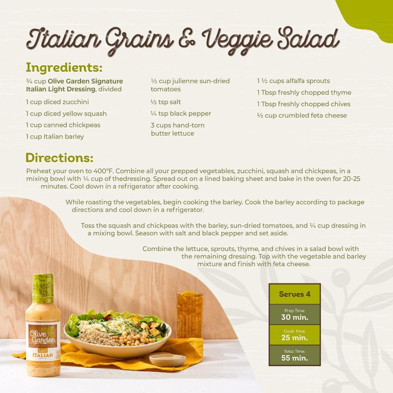 slide 4 of 8, Olive Garden Light Italian Dressing - 16fl oz, 16 fl oz
