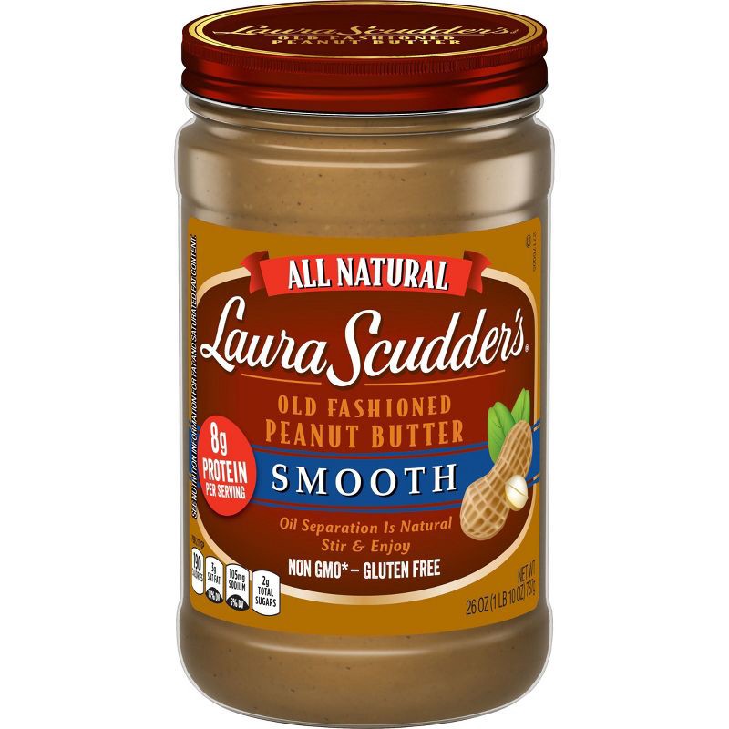 slide 1 of 4, Laura Scudder's All Natural Smooth Peanut Butter - 26oz, 26 oz