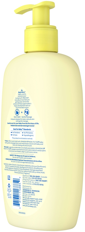 slide 3 of 6, Johnson & Johnson J&J Baby Lotion Head To Toe, 15 oz