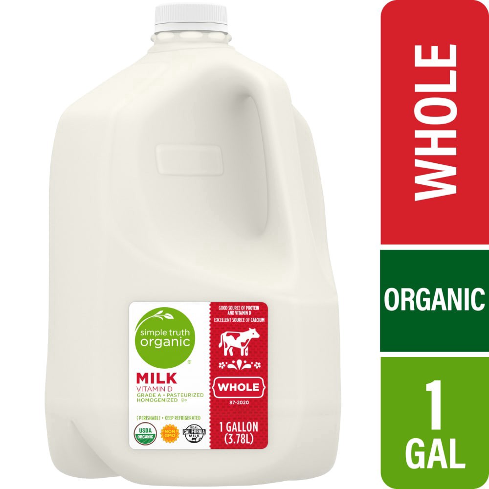 slide 2 of 3, Simple Truth Organic Whole Vitamin D Milk, 1 gal