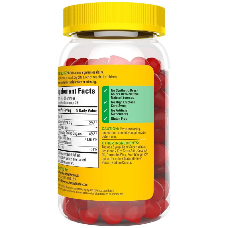 slide 9 of 9, Nature Made Energy Vitamin B12 1000 mcg, Cherry & Mixed Berry Flavored Gummy Vitamins - 150ct, 150 ct