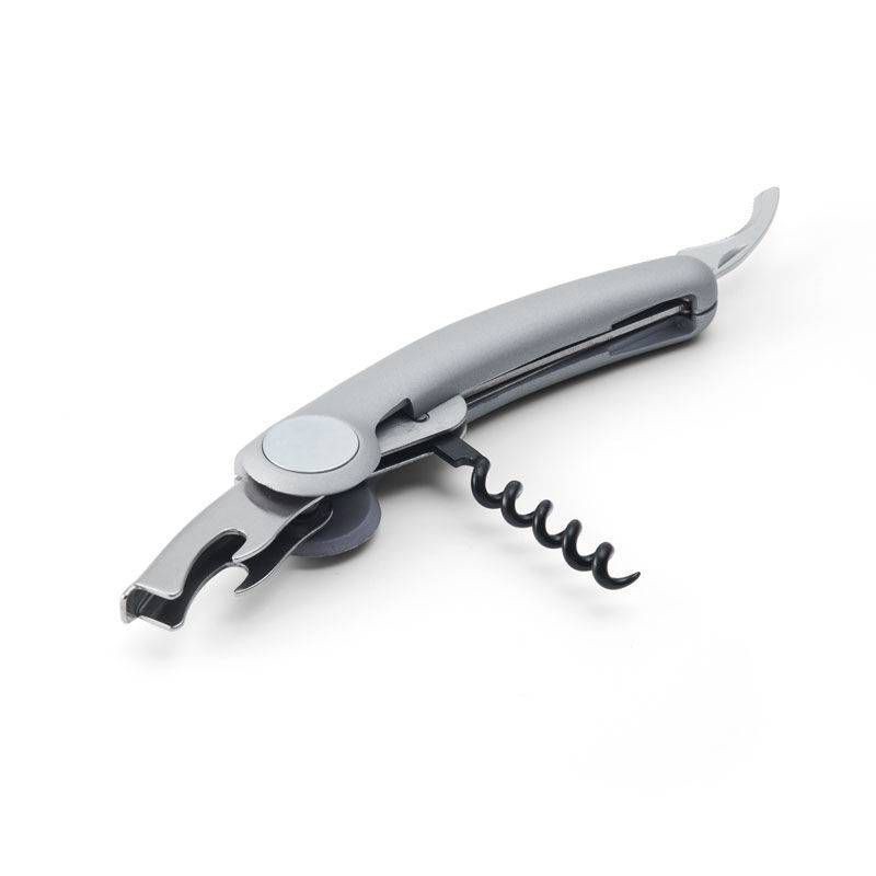 slide 4 of 6, Houdini Deluxe Magnetic Waiter's Corkscrew: Silver Wine Opener with Built-In Foil Cutter, Manual, Spot Clean, 1 ct