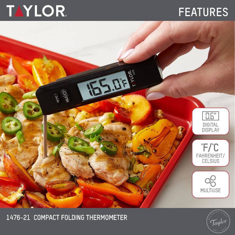 slide 7 of 8, Taylor Compact Digital Folding Probe Kitchen Meat Cooking Thermometer, 1 ct