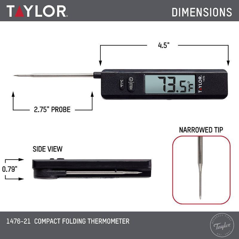 slide 8 of 8, Taylor Compact Digital Folding Probe Kitchen Meat Cooking Thermometer, 1 ct