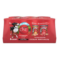 Purina ONE Natural Paté Classic Ground Entrée Variety Pack Rice, Chicken and Beef Flavor Wet Dog Food - 13oz/6ct