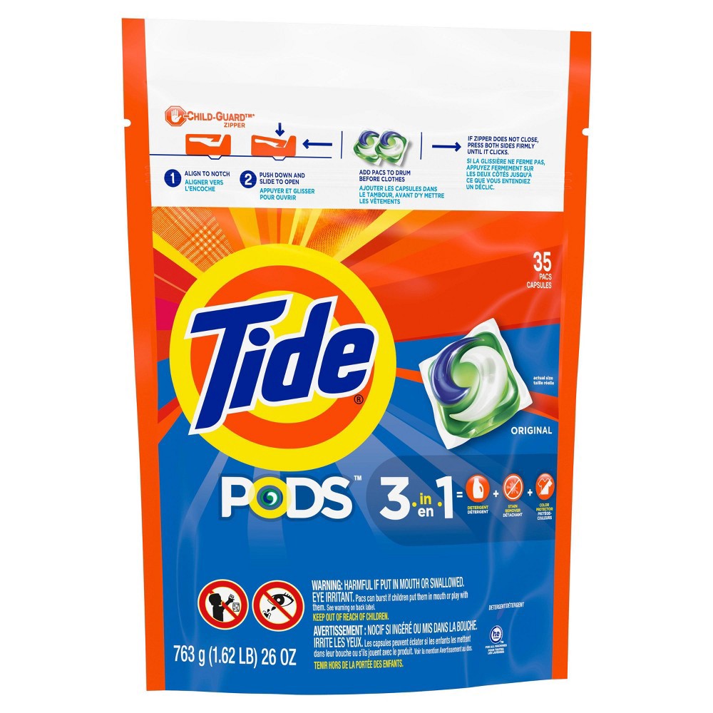 slide 6 of 9, Tide Pods Pacs 3-in-1 Original Detergent 35 ea, 35 ct