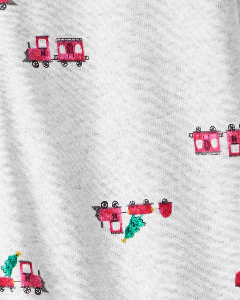slide 2 of 2, Carter's Toddler Boy Train Cotton Long-Sleeve Snug Fit 1-Piece Pajamas - Grey Grey 3T, 1 ct