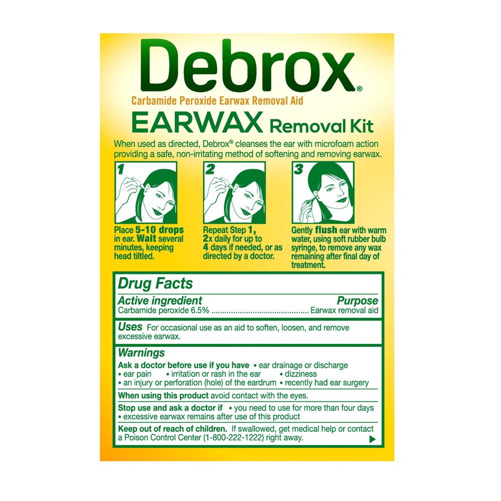 slide 5 of 13, Debrox Ear Wax Removal Kit, Ear Cleaning Rubber Bulb Syringe and 0.5 fl oz Ear Wax Removal Drops, 1 set