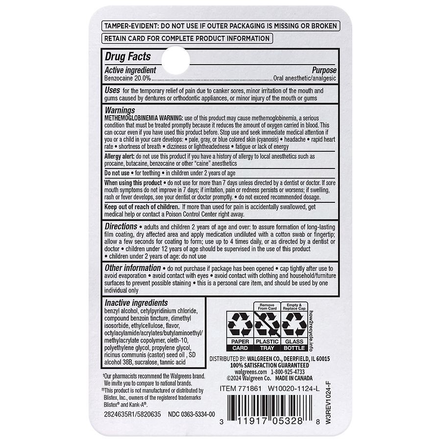 slide 2 of 2, Walgreens Mouth Sore Relief Liquid, 0.5 fl oz