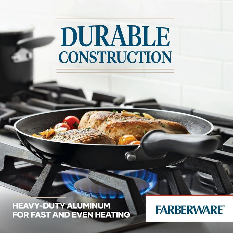 slide 4 of 14, Farberware Reliance 12pc Nonstick Aluminum Cookware Set with Prestige Tools Black: Pot & Pan Set, Even-Heating, Dishwasher-Safe, 12 ct