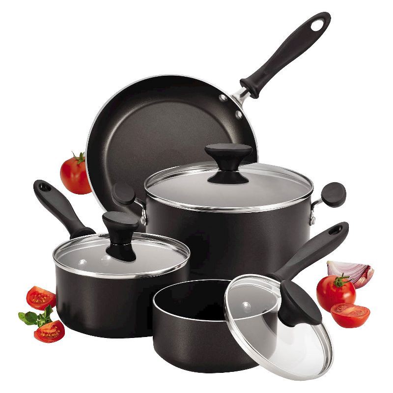 slide 14 of 14, Farberware Reliance 12pc Nonstick Aluminum Cookware Set with Prestige Tools Black: Pot & Pan Set, Even-Heating, Dishwasher-Safe, 12 ct