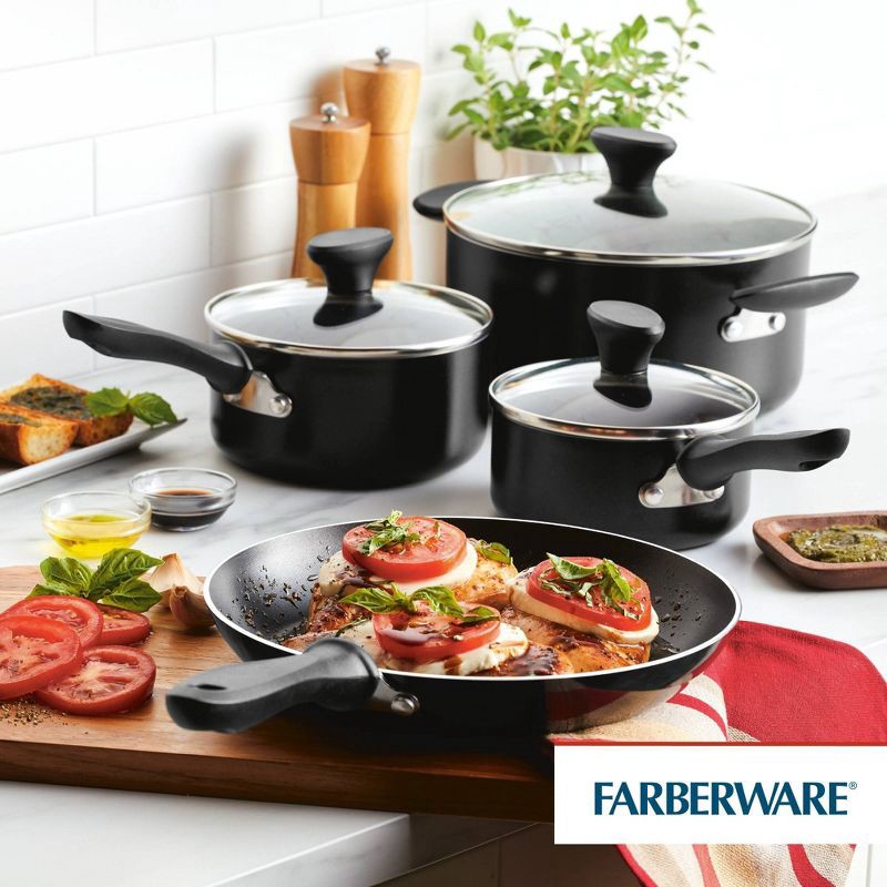 slide 5 of 14, Farberware Reliance 12pc Nonstick Aluminum Cookware Set with Prestige Tools Black: Pot & Pan Set, Even-Heating, Dishwasher-Safe, 12 ct