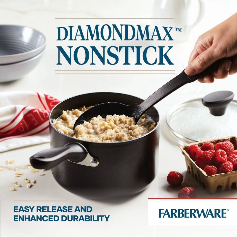 slide 2 of 8, Farberware Reliance 2qt Aluminum Nonstick Covered Saucepan - Black: Dishwasher & Oven Safe Cooking Pot, Glass Lid, 2 qt