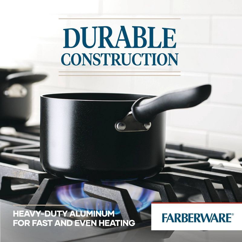 slide 3 of 8, Farberware Reliance 2qt Aluminum Nonstick Covered Saucepan - Black: Dishwasher & Oven Safe Cooking Pot, Glass Lid, 2 qt