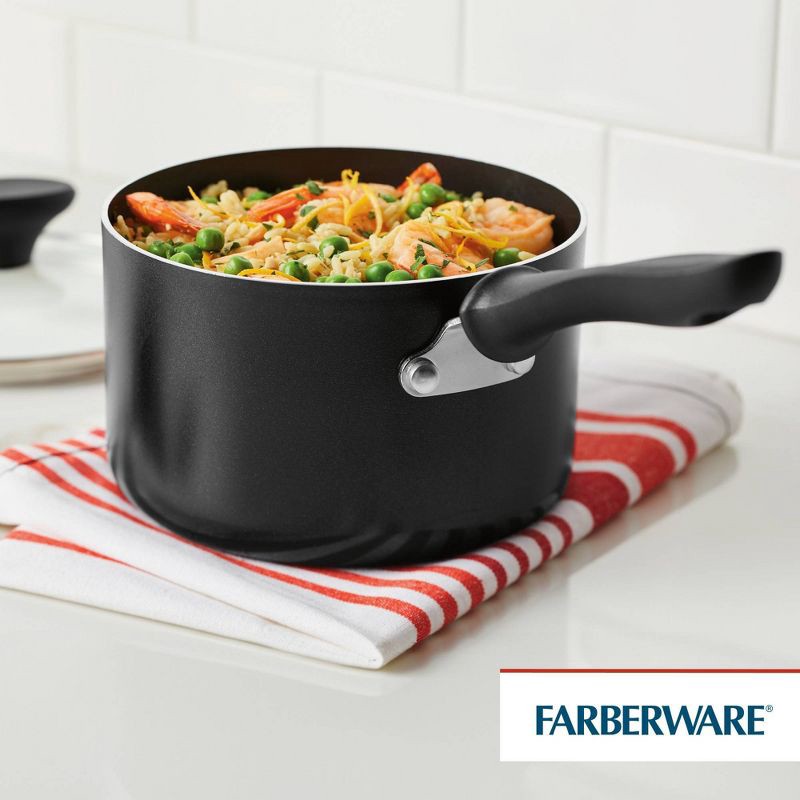 slide 5 of 8, Farberware Reliance 2qt Aluminum Nonstick Covered Saucepan - Black: Dishwasher & Oven Safe Cooking Pot, Glass Lid, 2 qt