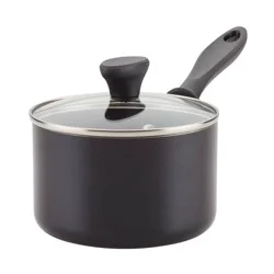 Farberware Reliance 2qt Aluminum Nonstick Covered Saucepan Cookware Pot - Black: Dishwasher & Oven Safe, Glass Lid