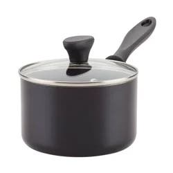 Farberware Reliance 2qt Aluminum Nonstick Covered Saucepan Cookware Pot - Black: Dishwasher & Oven Safe, Glass Lid