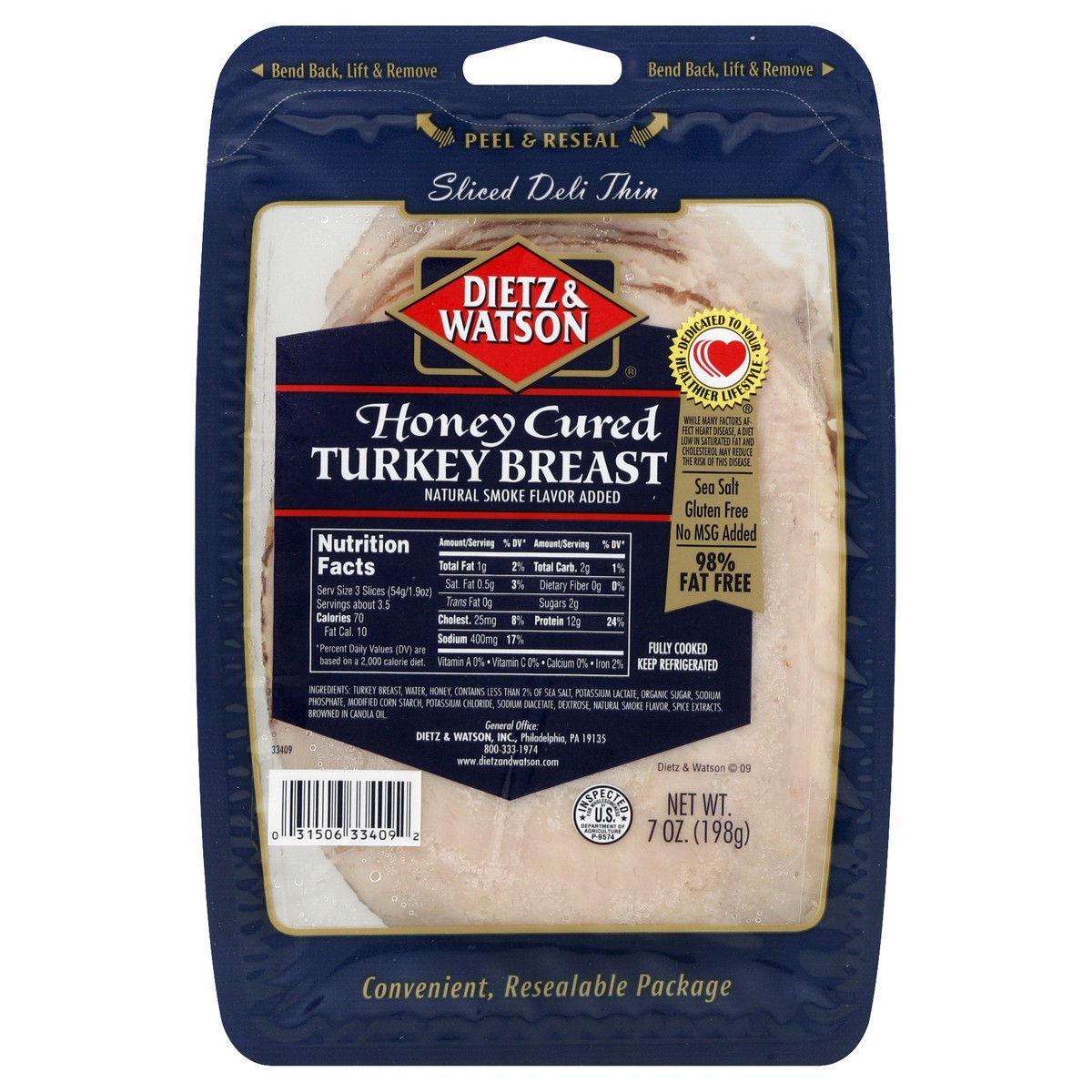 slide 2 of 4, Dietz & Watson Honey Turkey Breast 7 oz, 7 oz