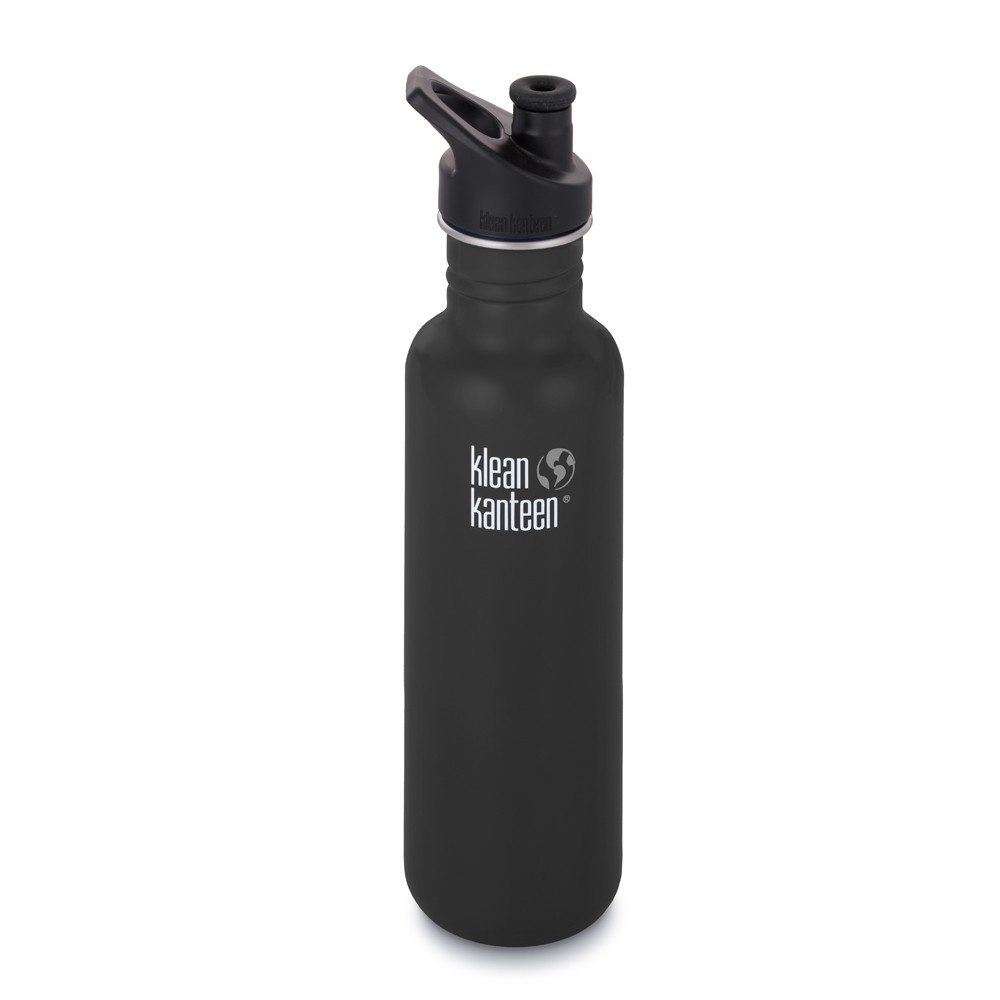 slide 1 of 2, Klean Kanteen Classic Bottle with Loop Cap Shale Black, 27 oz