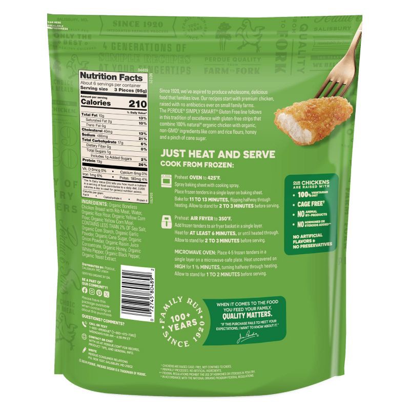 slide 2 of 4, Perdue Simply Smart Organics Gluten Free Breaded Chicken Breast Tenders - Frozen - 22oz, 22 oz