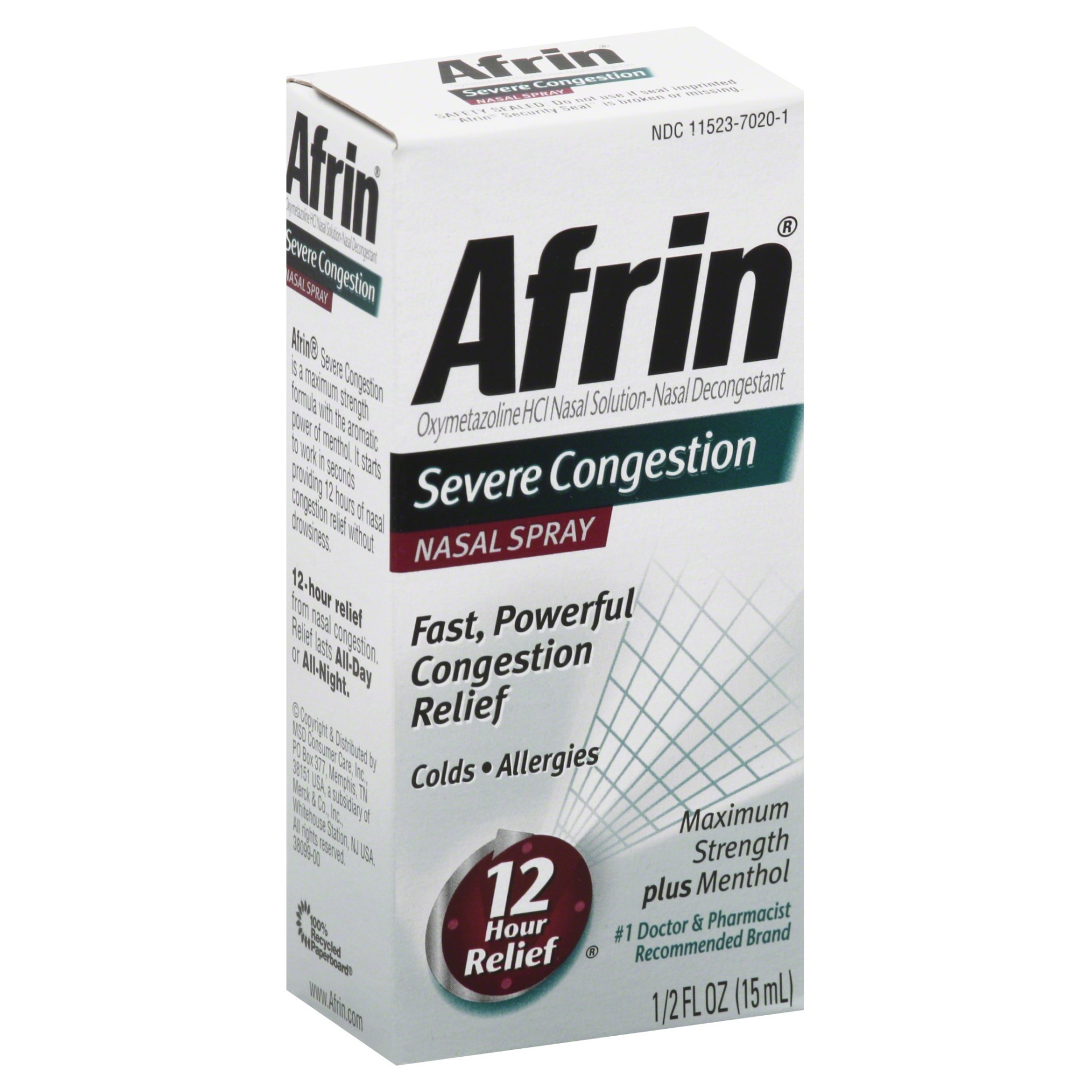 slide 1 of 1, Afrin Severe Congestion Nasal Decongestant Pump Mist, 0.5 fl oz