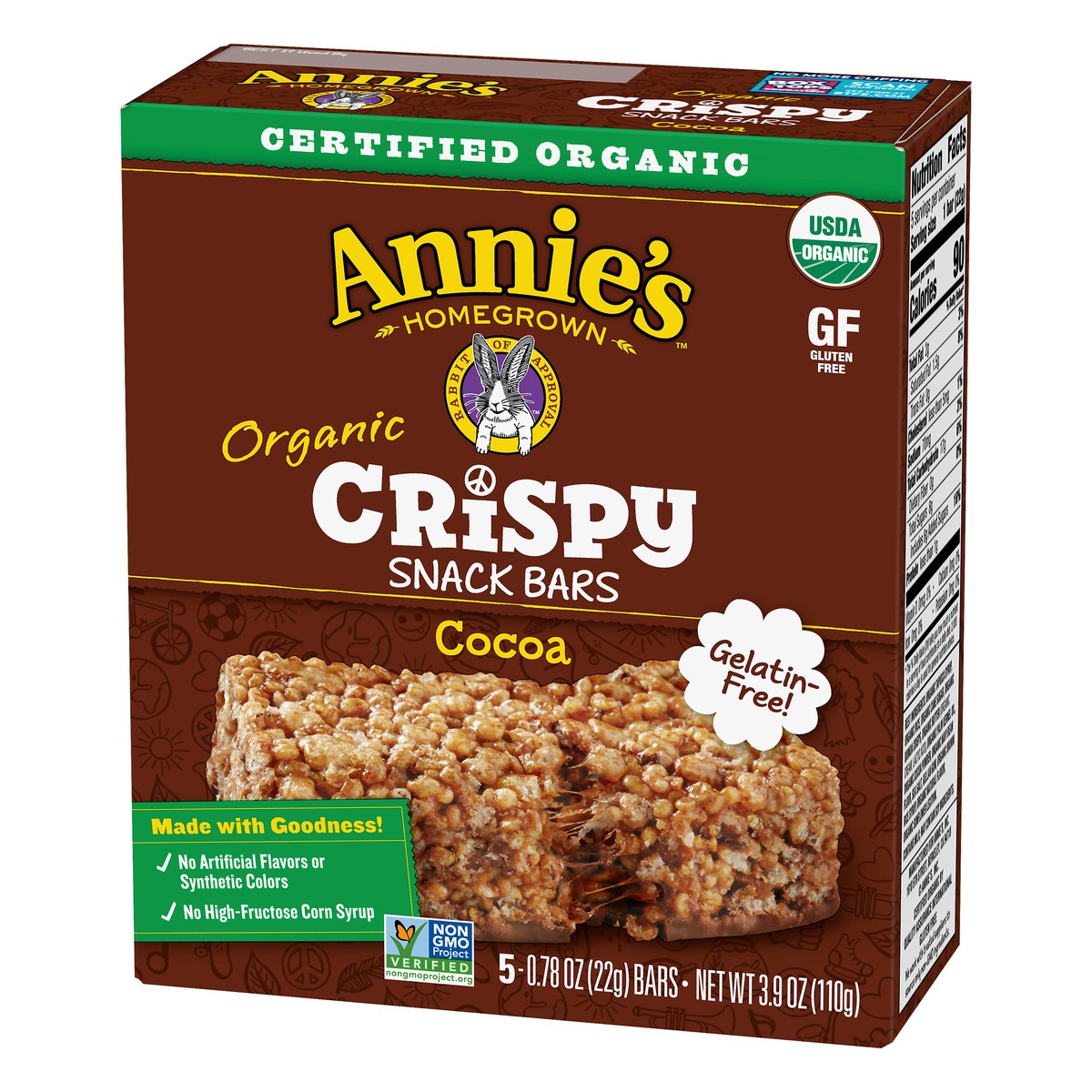 slide 6 of 13, Annie's Organic Crispy Cocoa Snack Bars, 3.9 oz