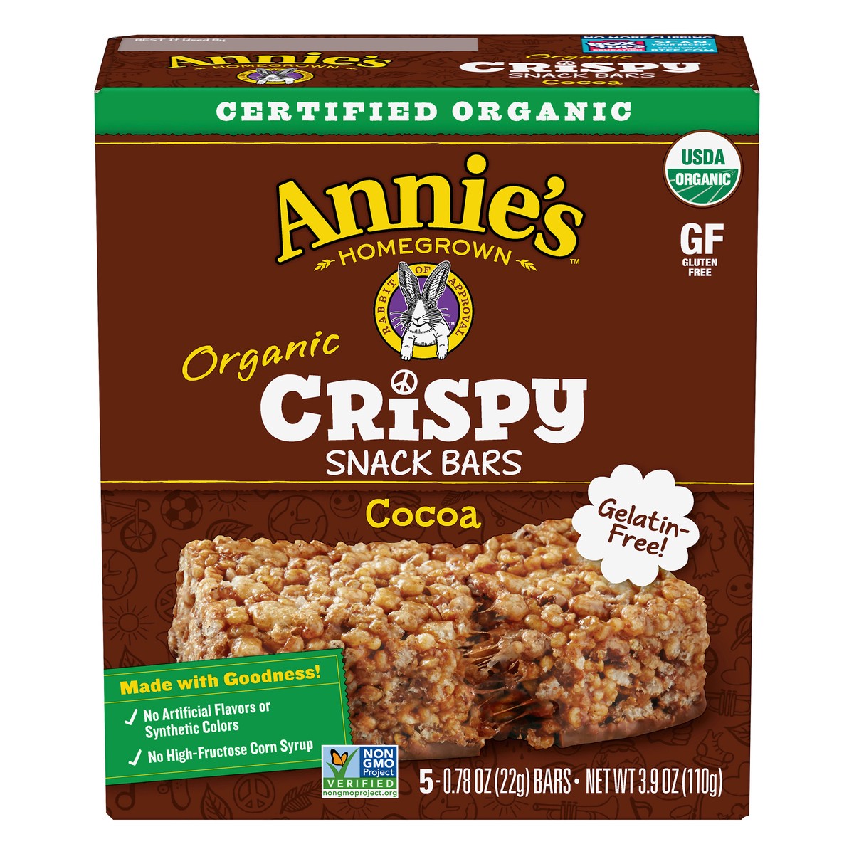 slide 8 of 13, Annie's Organic Crispy Cocoa Snack Bars, 3.9 oz