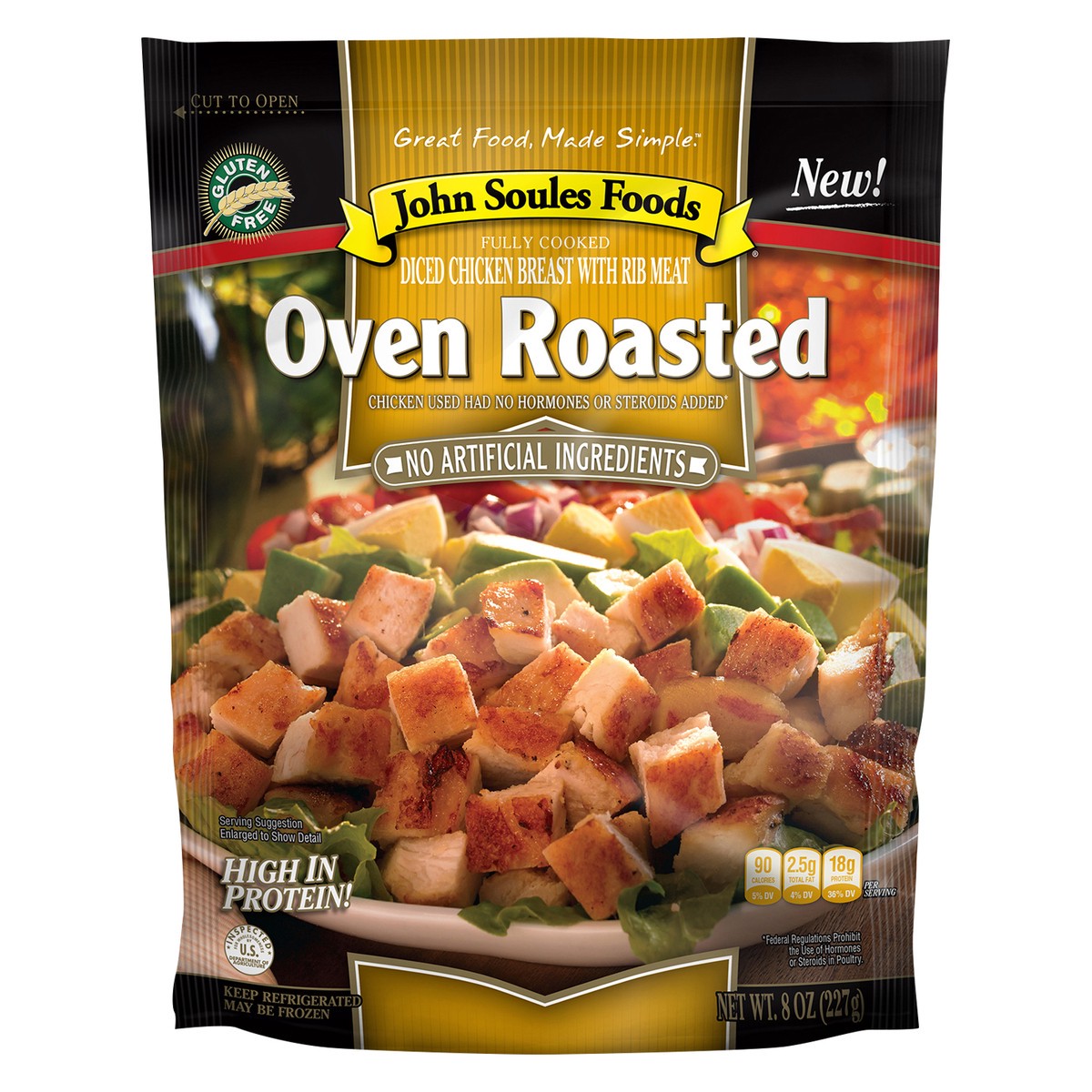 slide 4 of 11, John Soules John Souled Oven Roasted Diced Chicken Breast, 8 OZ Bag, 8 oz