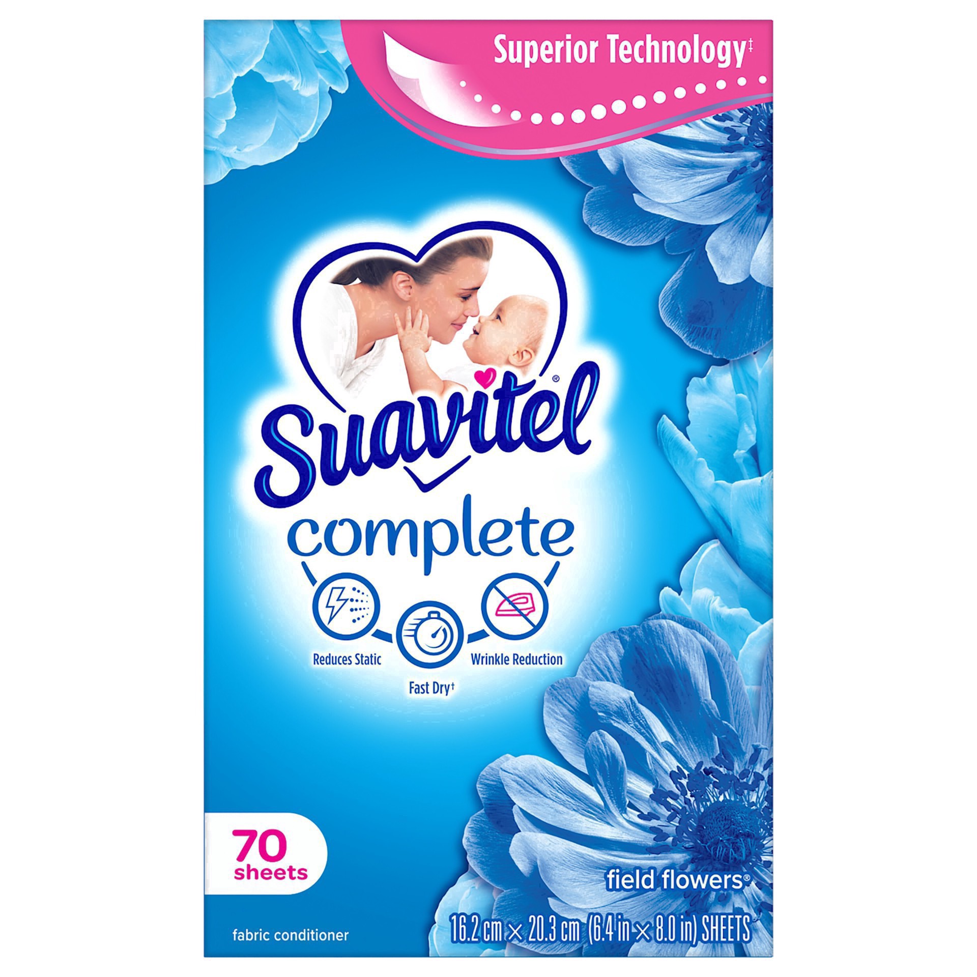 slide 22 of 99, Suavitel Complete Fabric Softener Field Flowers Dryer Sheets, 70ct, 70 ct