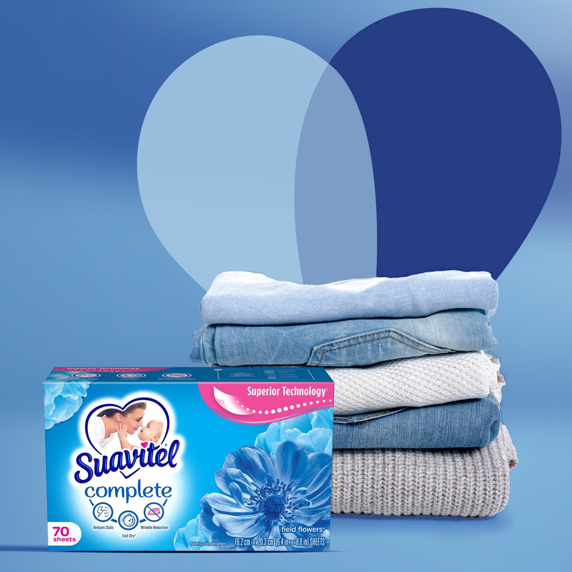 slide 26 of 99, Suavitel Complete Fabric Softener Field Flowers Dryer Sheets, 70ct, 70 ct