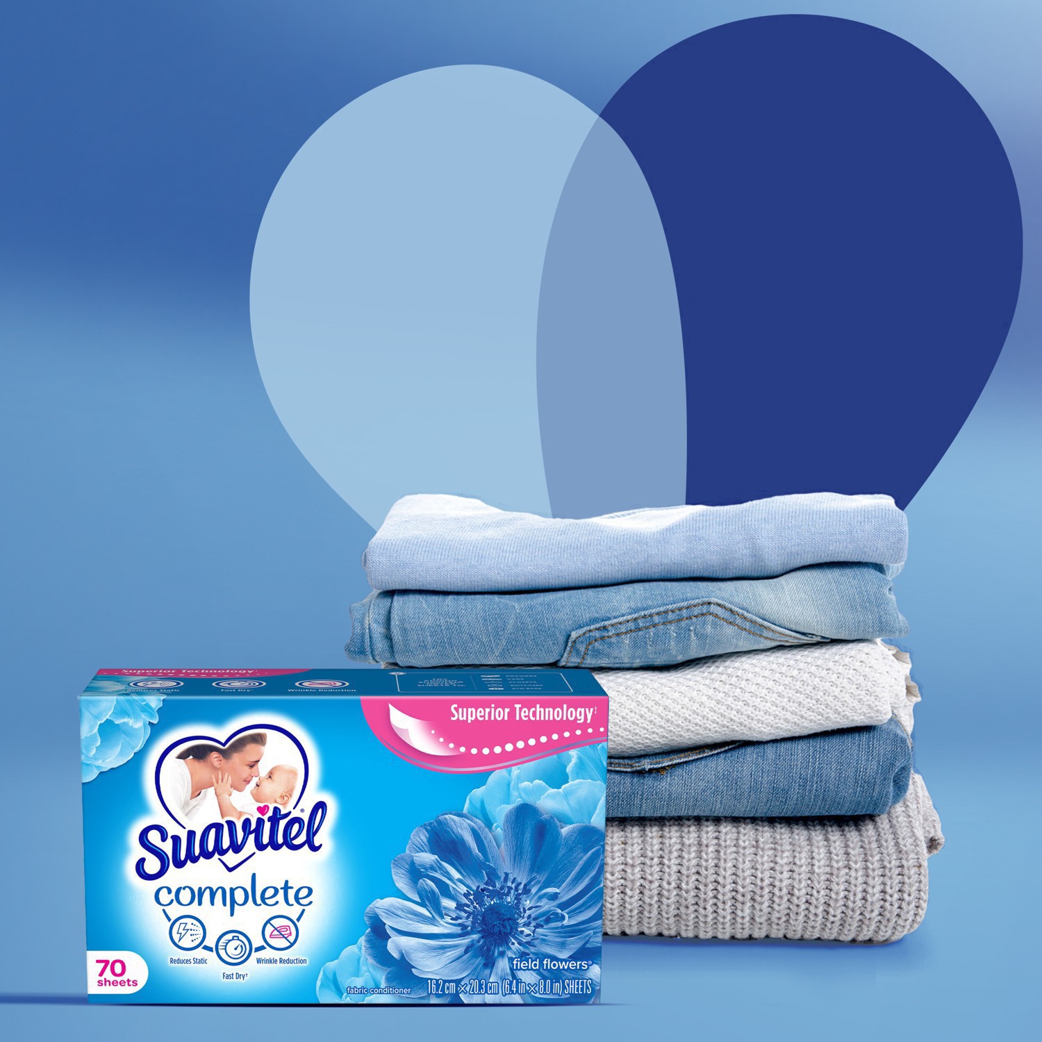 slide 11 of 99, Suavitel Complete Fabric Softener Field Flowers Dryer Sheets, 70ct, 70 ct