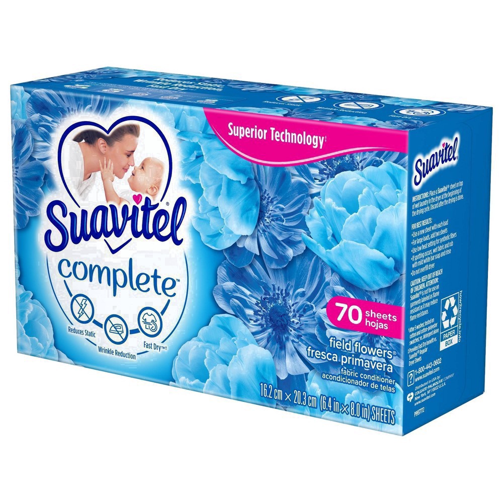 slide 67 of 99, Suavitel Complete Fabric Softener Field Flowers Dryer Sheets, 70ct, 70 ct