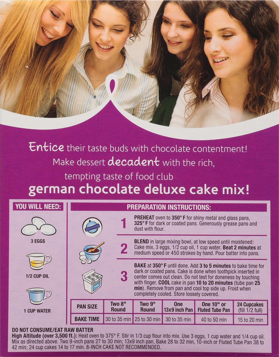 slide 6 of 11, Food Club German Chocolate Deluxe Cake Mix, 16.5 oz