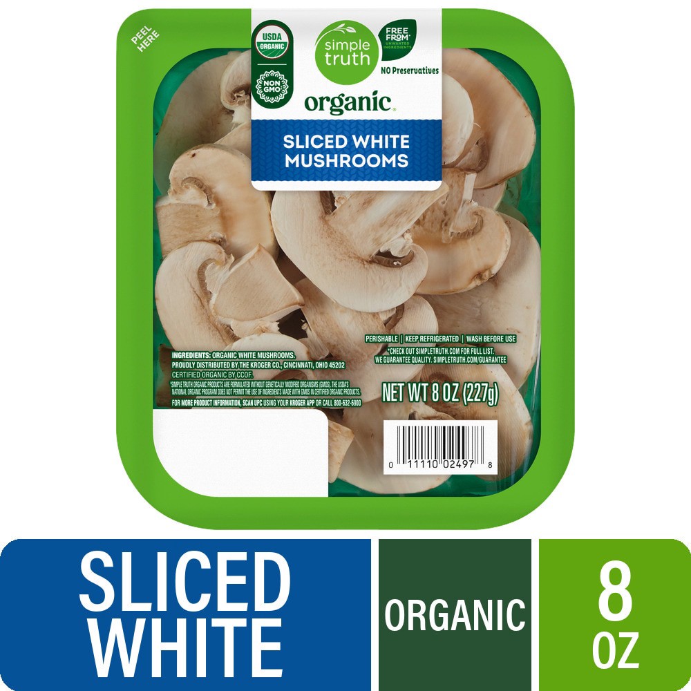 slide 1 of 2, Simple Truth Organic Sliced White Mushrooms, 8 oz