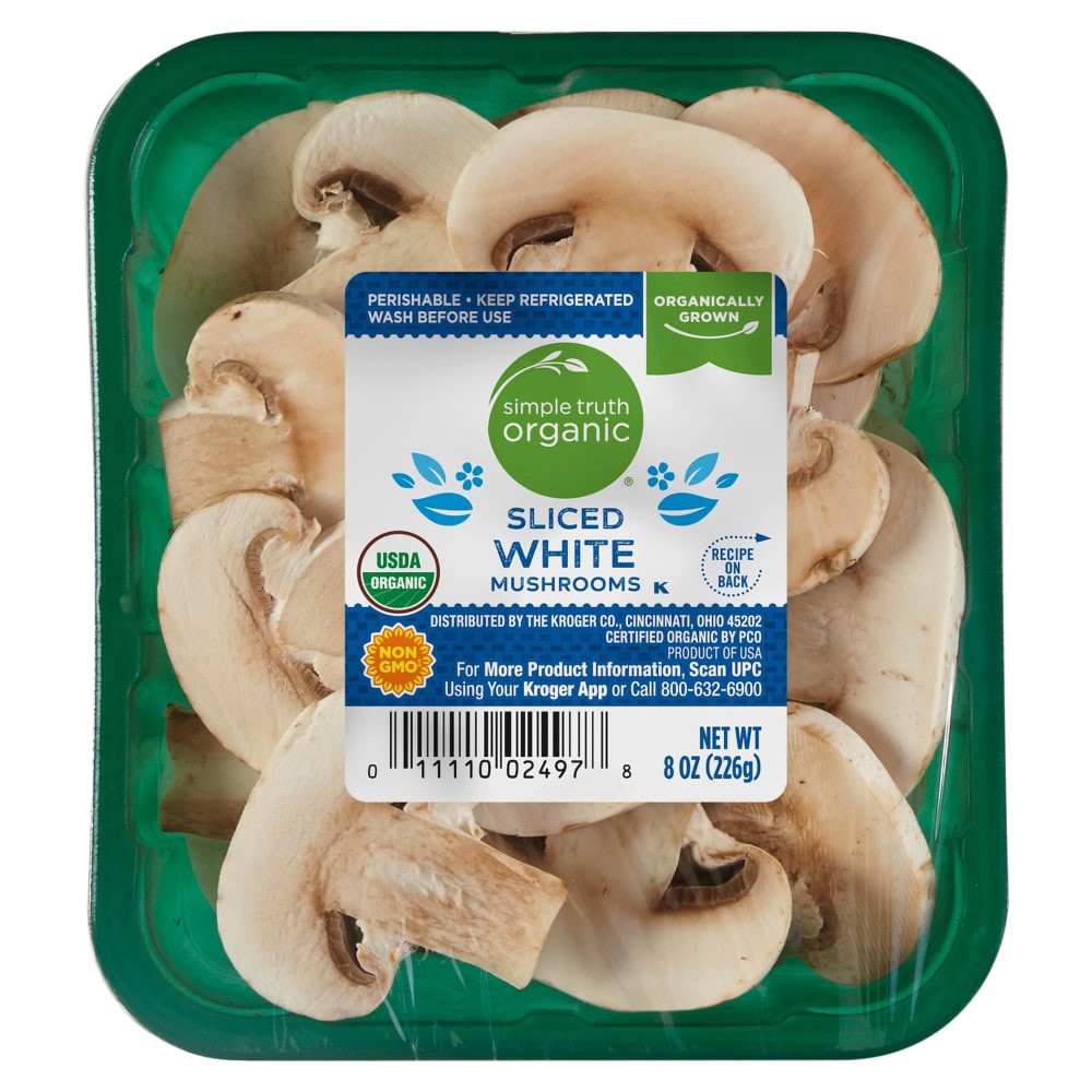 slide 1 of 2, Simple Truth Organic Sliced White Mushrooms, 8 oz