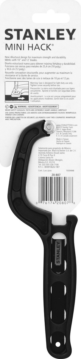 slide 8 of 9, STANLEY Utility Mini Hack Hacksaw 1 ea, 1 ct