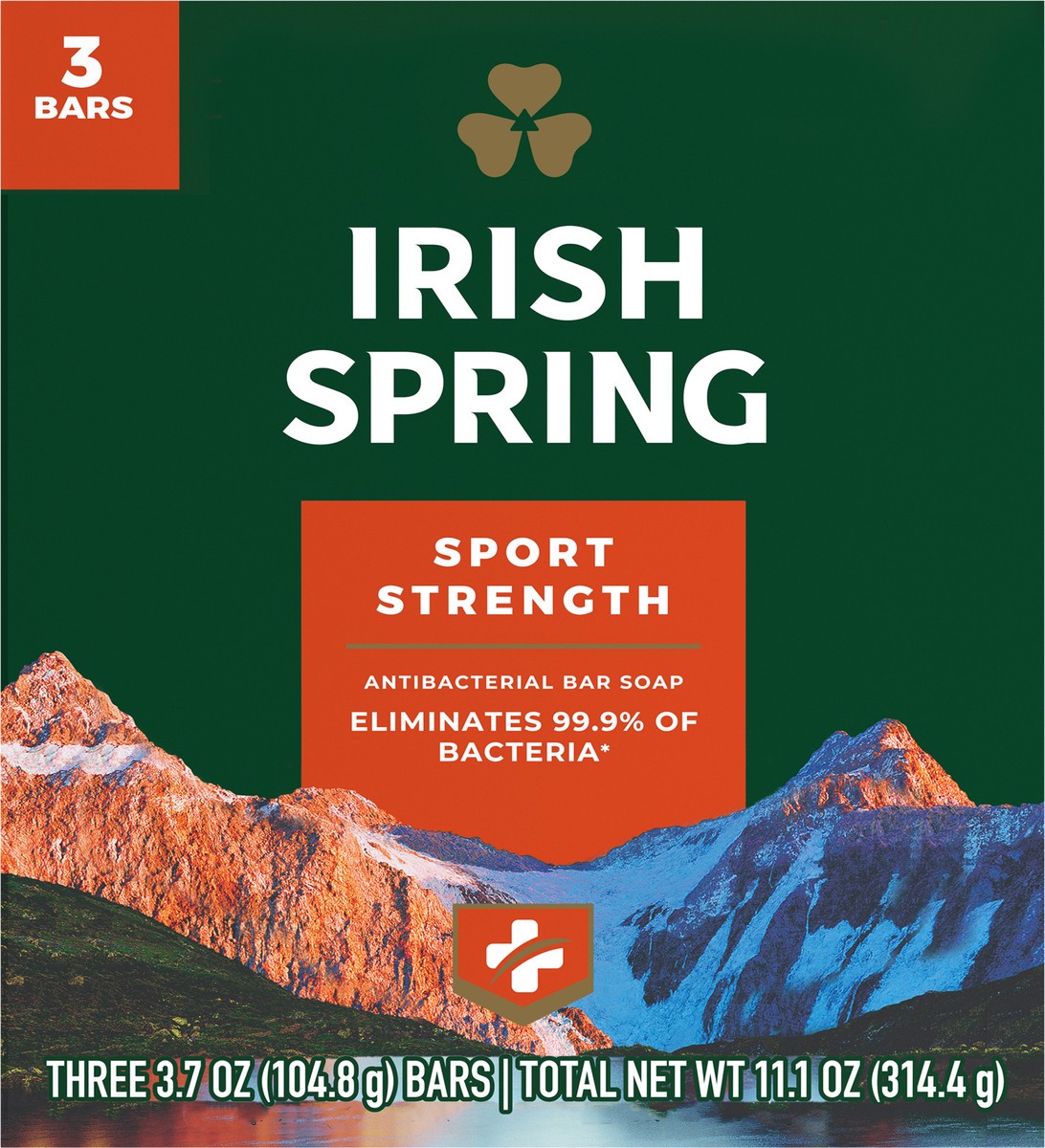 slide 5 of 7, Irish Spring Sport Strength Antibacterial Bar Soap for Men, 3.7 oz, 3 Pack, 3 ct; 3.75 oz