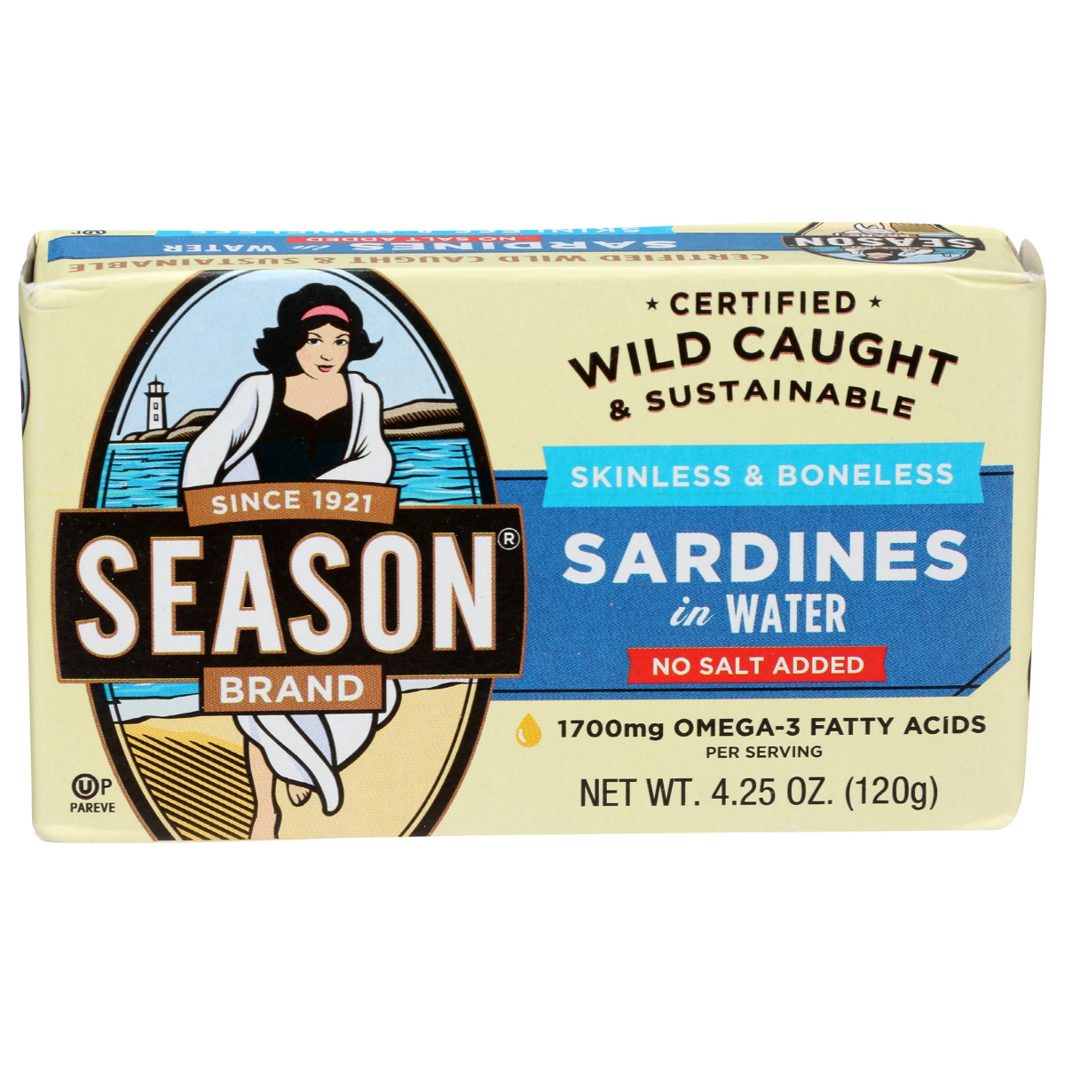 slide 1 of 13, Season Skinless & Boneless Sardine Fillets in Water 4.25 oz, 4.25 oz