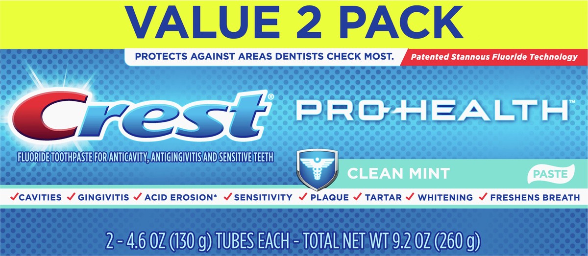 slide 5 of 5, Crest Pro-Health Smooth Formula Toothpaste, Clean Mint Paste, 4.6 oz, Pack of 2, 2 ct