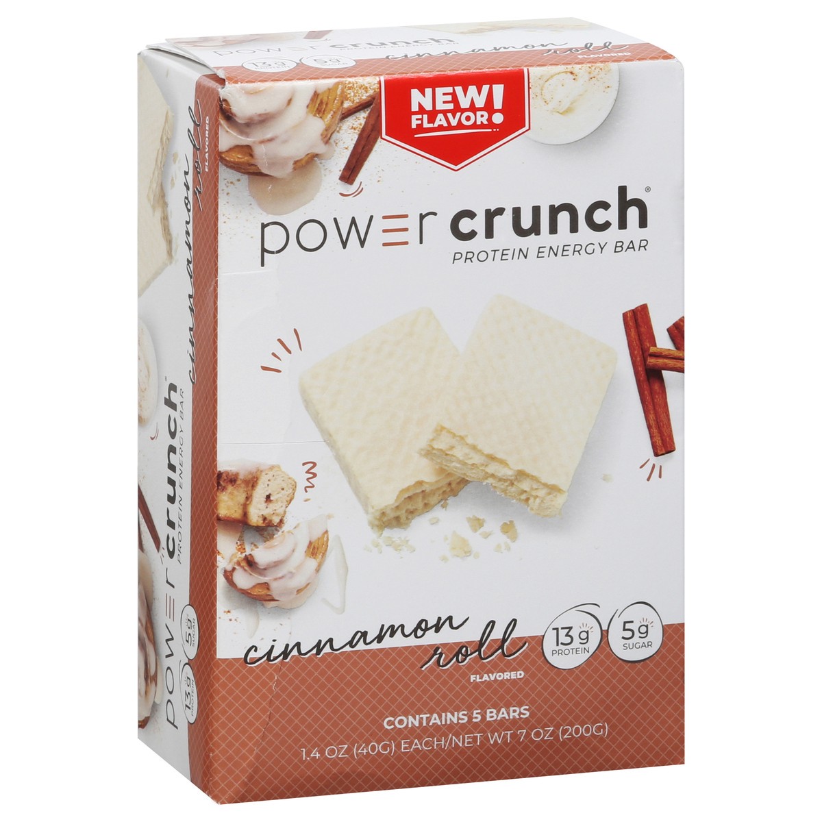 slide 7 of 13, Power Crunch Cinnamon Roll Flavored Protein Energy Bar 5 - 1.4 oz each, 5 ct